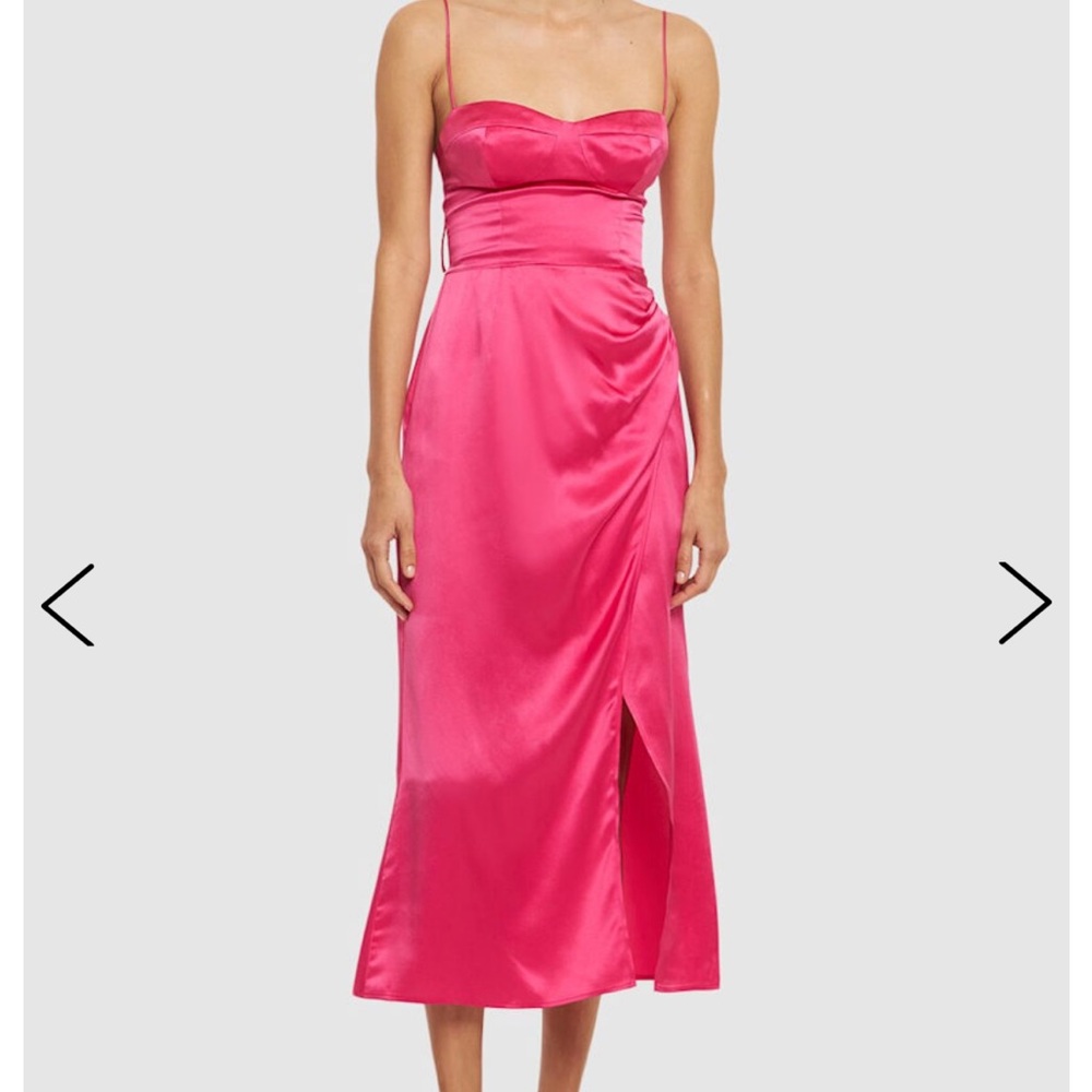 Reformation Marguerite Silk Satin Midi Dress EUC